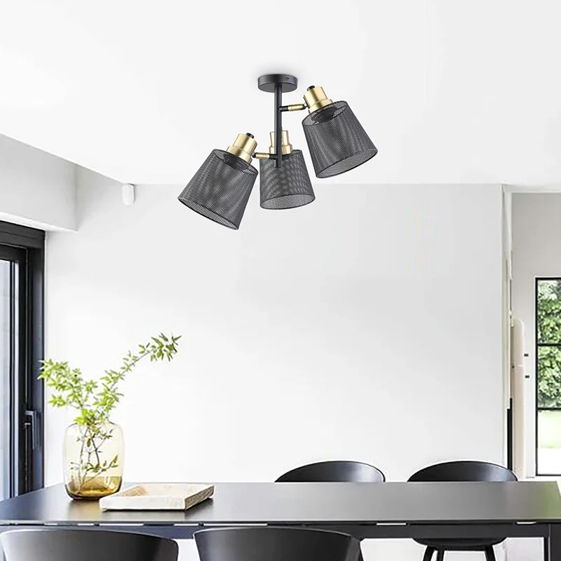 Adjustable Three Iron Net Shades Industrial Framhose Bar Light Brass Black Ceiling Lightings lamparas de techo