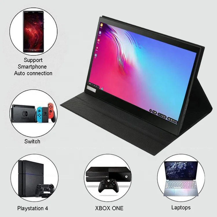 FHD 13.3 inch 1080P LCD Touch screen Protable Display/Protable Monitor with USB C/HD input for laptop PS4/PS5 Switch Mobile