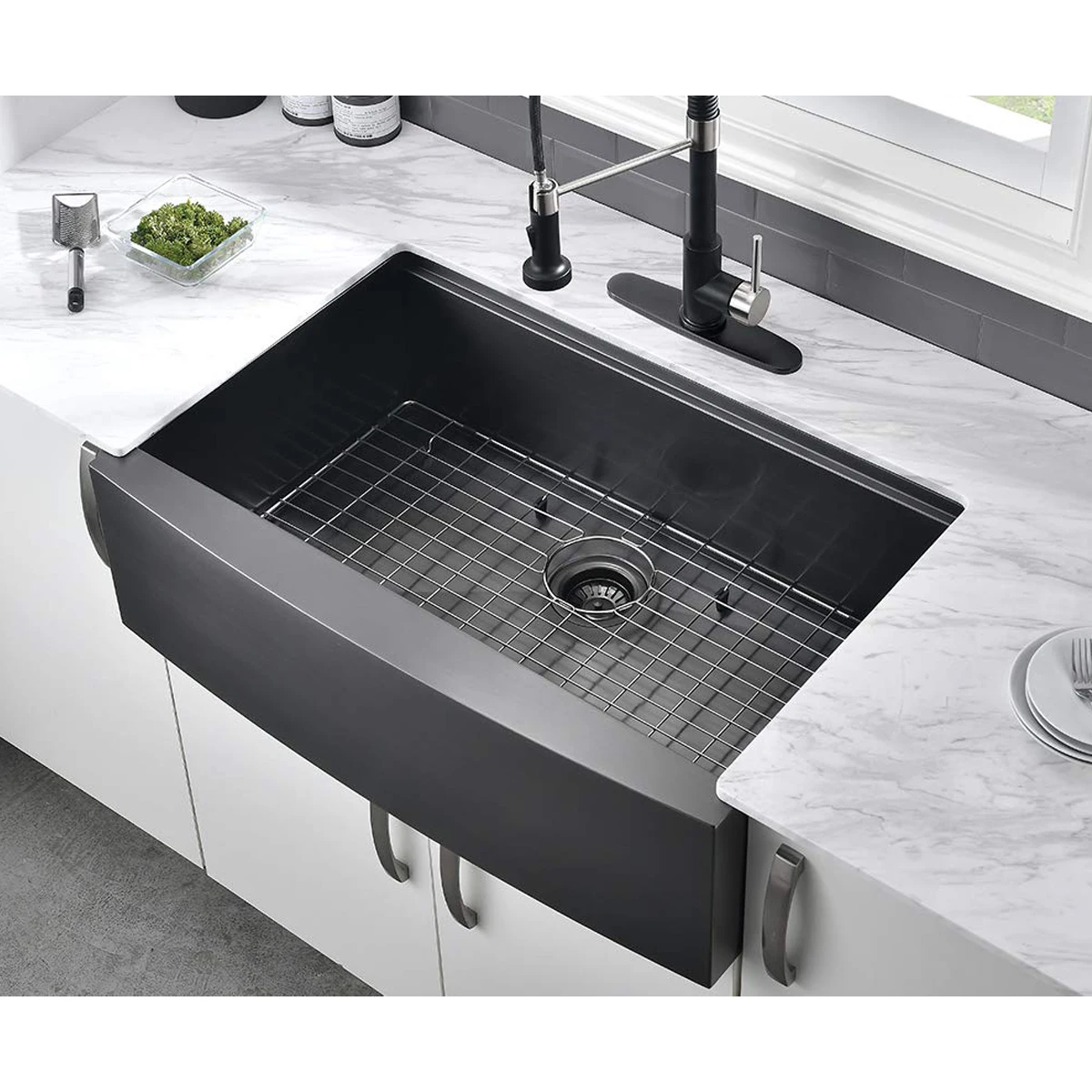 Черная нержавеющая сталь Workstation Farmhouse кухонная раковина