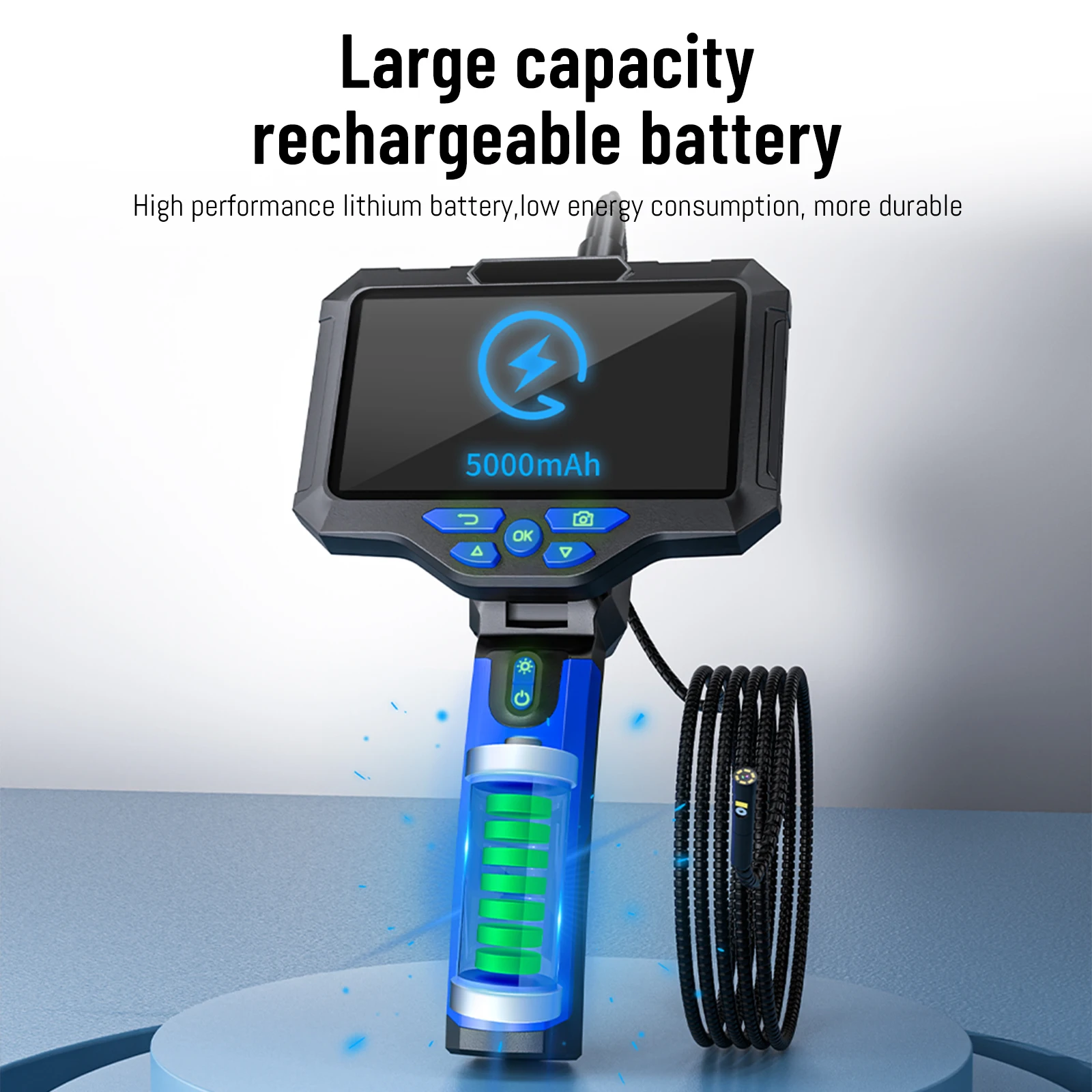 New T28 endoscope camera 5inch screen 8mm dual lens 1080P pipeline inspection camera Waterproof industrial borescope 5m cable