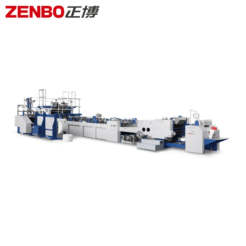 Fully Automatic sheet feeding paper bag making machine with twist rope handle top folding ZB1260S-450