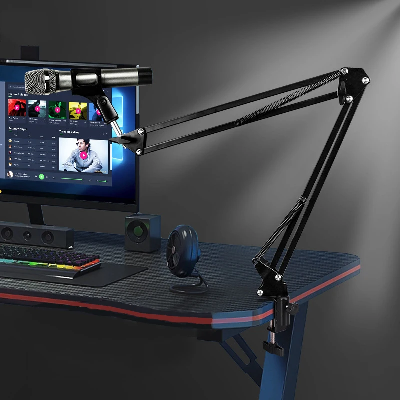 CHARMOUNT Professional Microphone Stand Studio Broadcasting Recording Condenser Microphone Mount Mic Arm