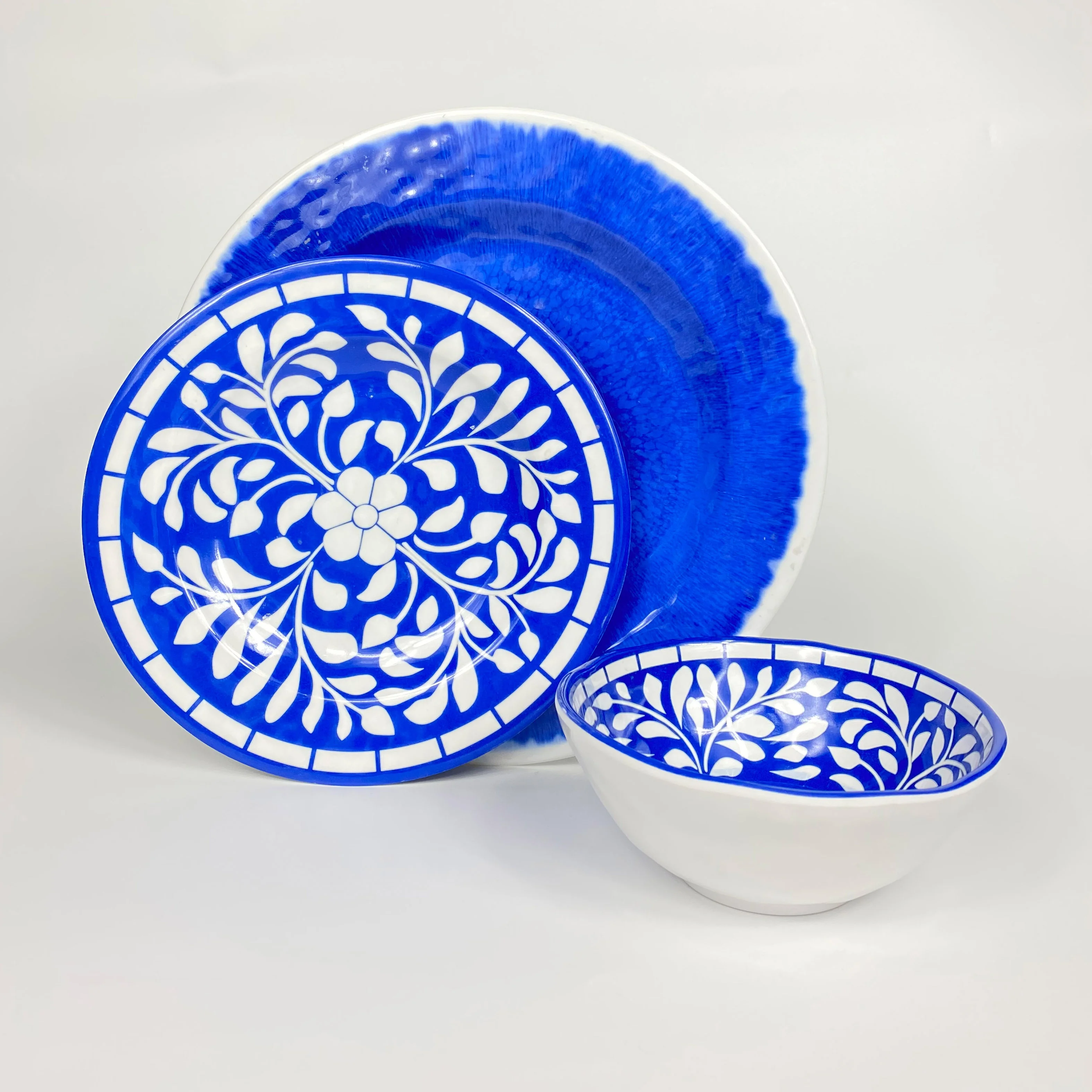 Melamine  Unbreakable  Luxury dinnerware Sets- Everyday Use 12pcs  Dinnerware Set plate and bowl set  Dishwasher safe