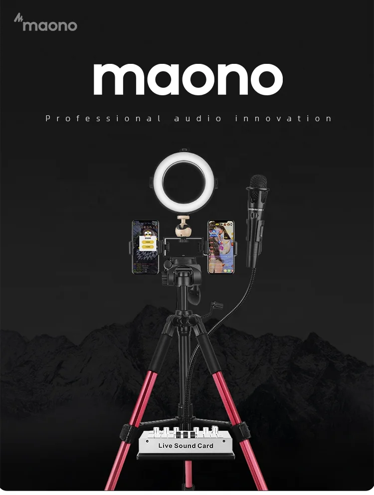 
Professional Broadcasting Studio Video Led Lights With Tripod Mobile Phone Holder Microphone Holder Sound Card Trap 