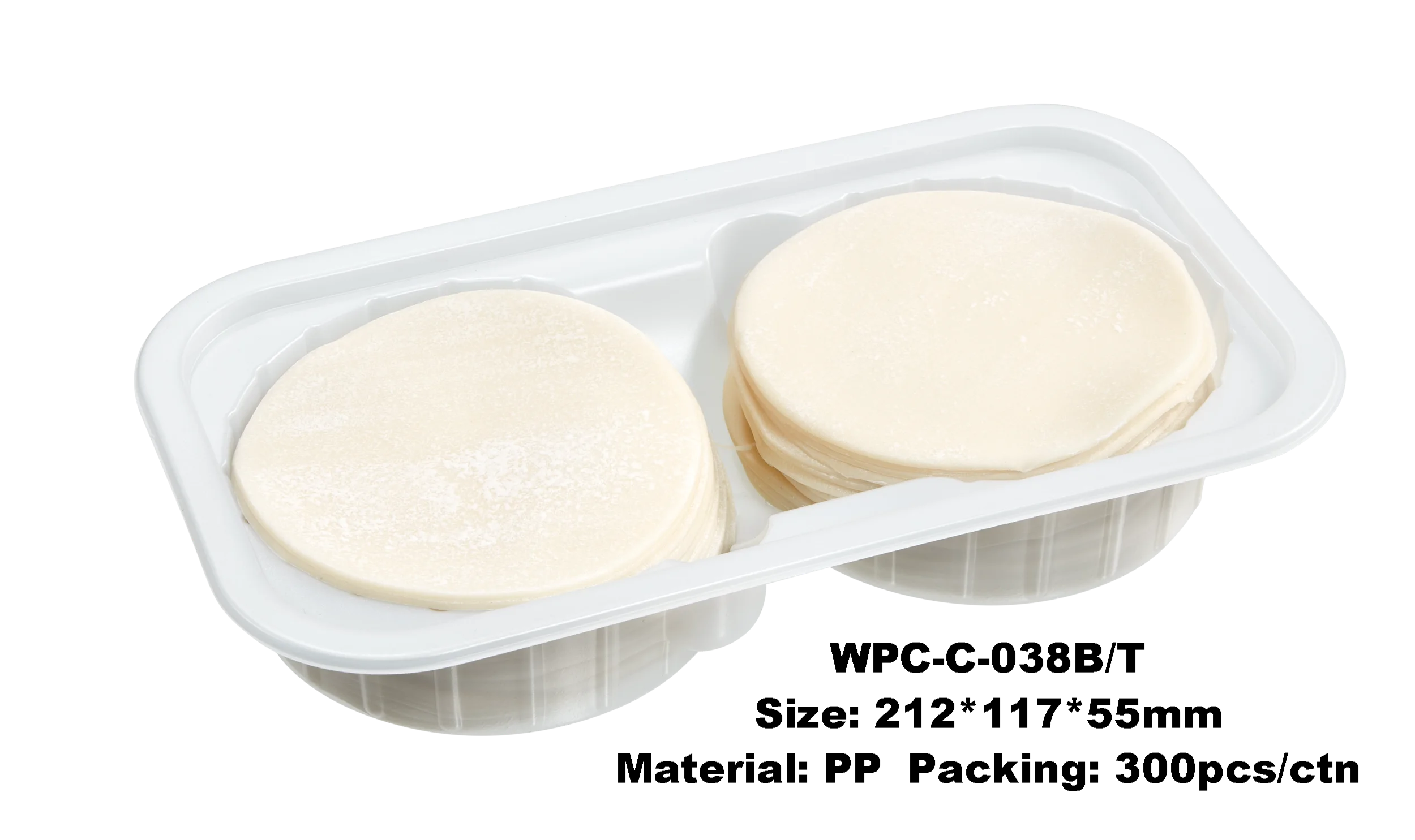 Factory Direct 2 Compartments Dumpling Wrapper Container Tray Blister PP Packaging Box Custom Plastic Packaging for Dumplings
