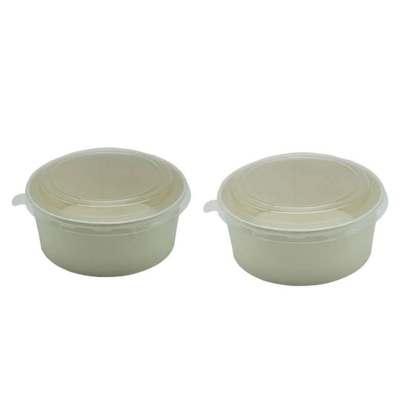 
Custom Printed Food Container Multi-size Disposable Kraft Paper Salad Soup Bowl With Lid Leak Proof 