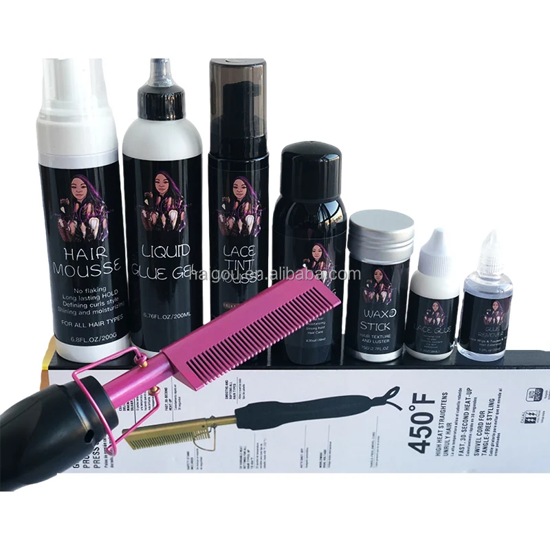Electric Hot Comb straightener Hair Band lace glue gel Lace Melting Spray hair baby Foam Wax Stick For Natural Black Hair Wig