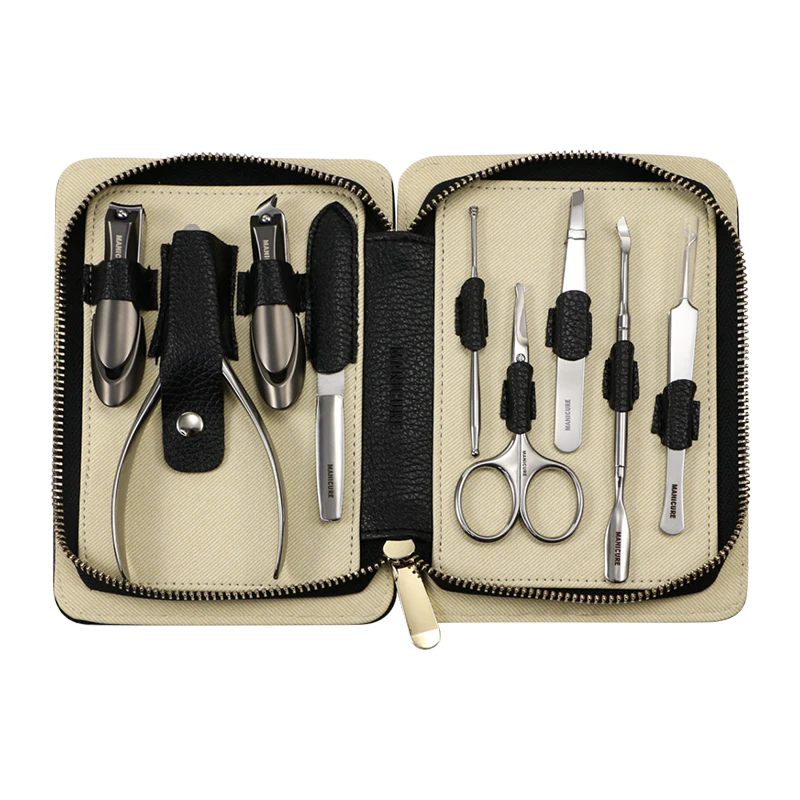 MISS YOU   9 Pcs Personal Manicure Set - Stainless Steel Manicure Grooming KIT Manicure Pedicure Set with PU Leather Case