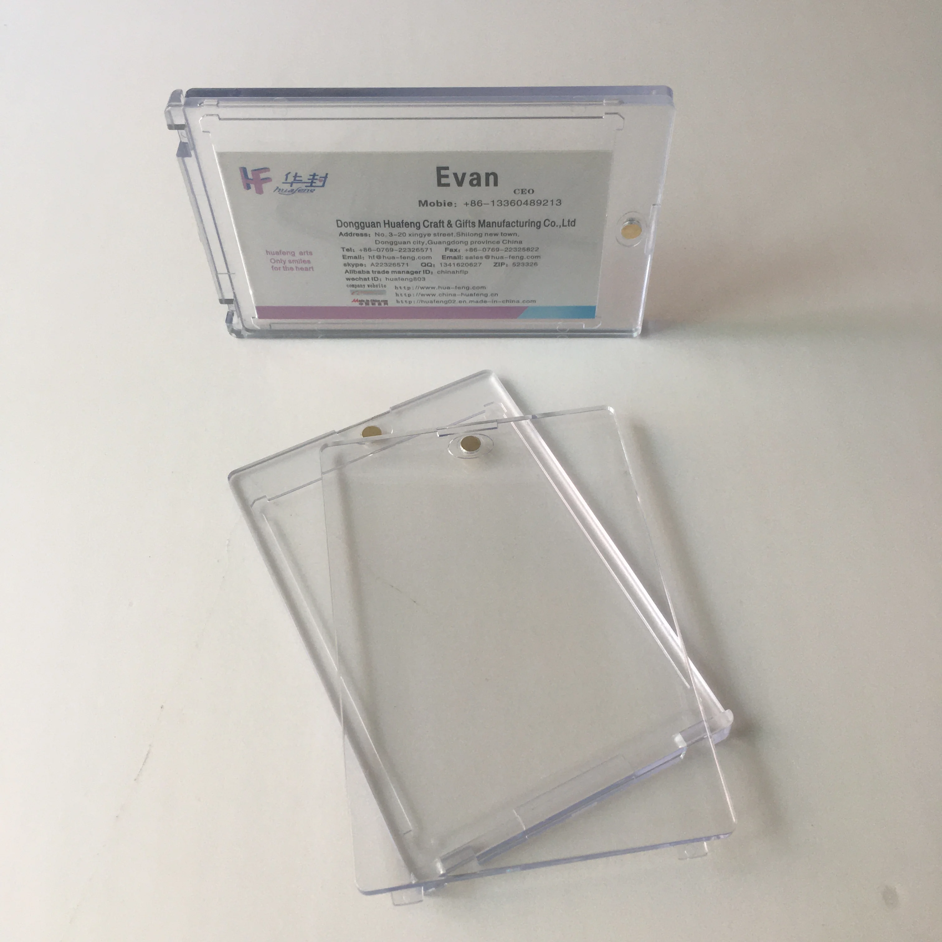 Durable 35Pt Uv Protection One Touch Magnetic Transparent Id Name Trading Business Card Case Holder