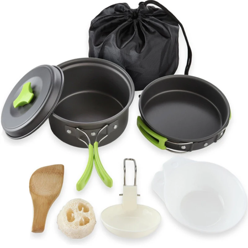 CPK-PT020 Portable Folding Stainless Steel Utensils Outdoor Cooking Equipment Teapot Kettle Aluminum Camping Cookware Set