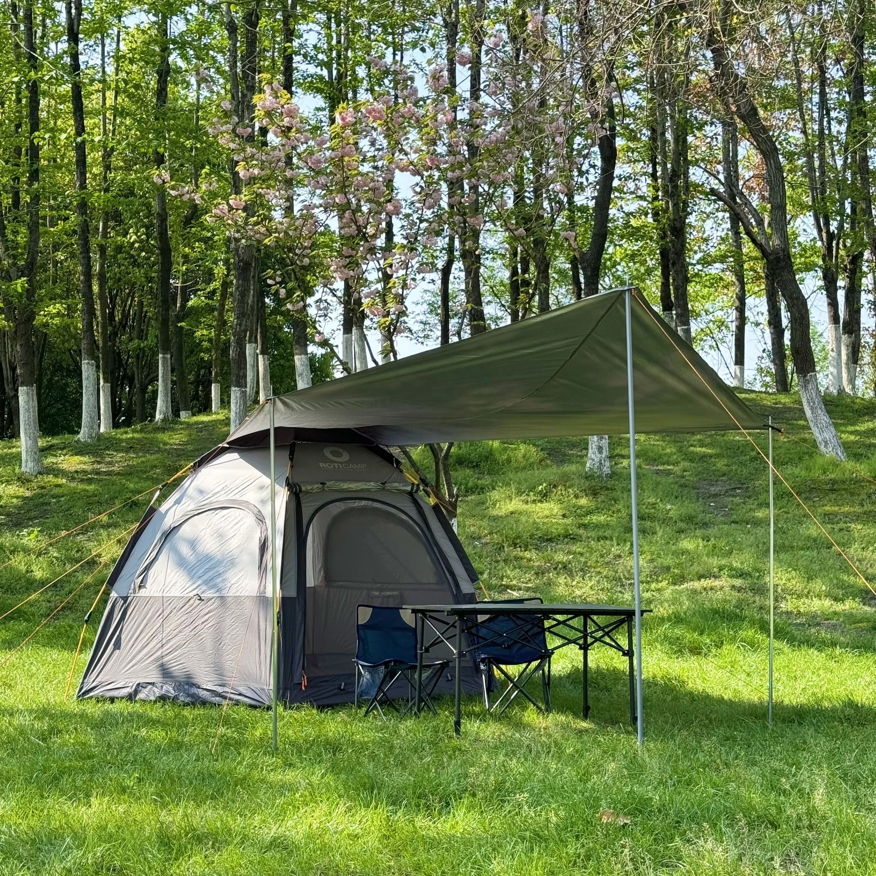 Custom outdoor hexagonal tent pop up with canopy automatic camping picnic hiking sports family party BBQ big waterproof portable