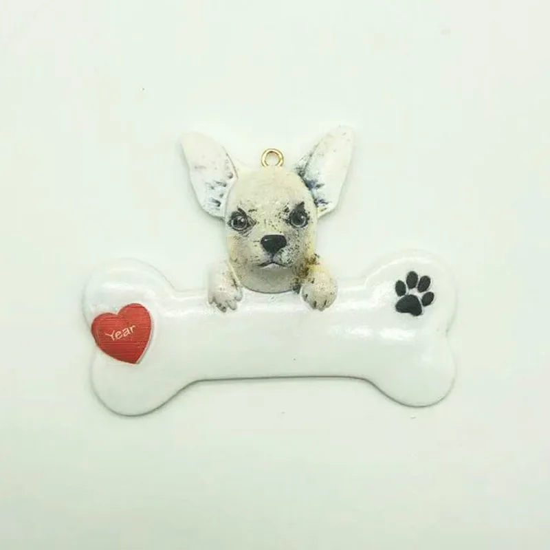 Personalized DIY Write Name Resin Dog Ornaments Puppy Pet Christmas Resin Crafts Christmas Tree Hanging Decorations