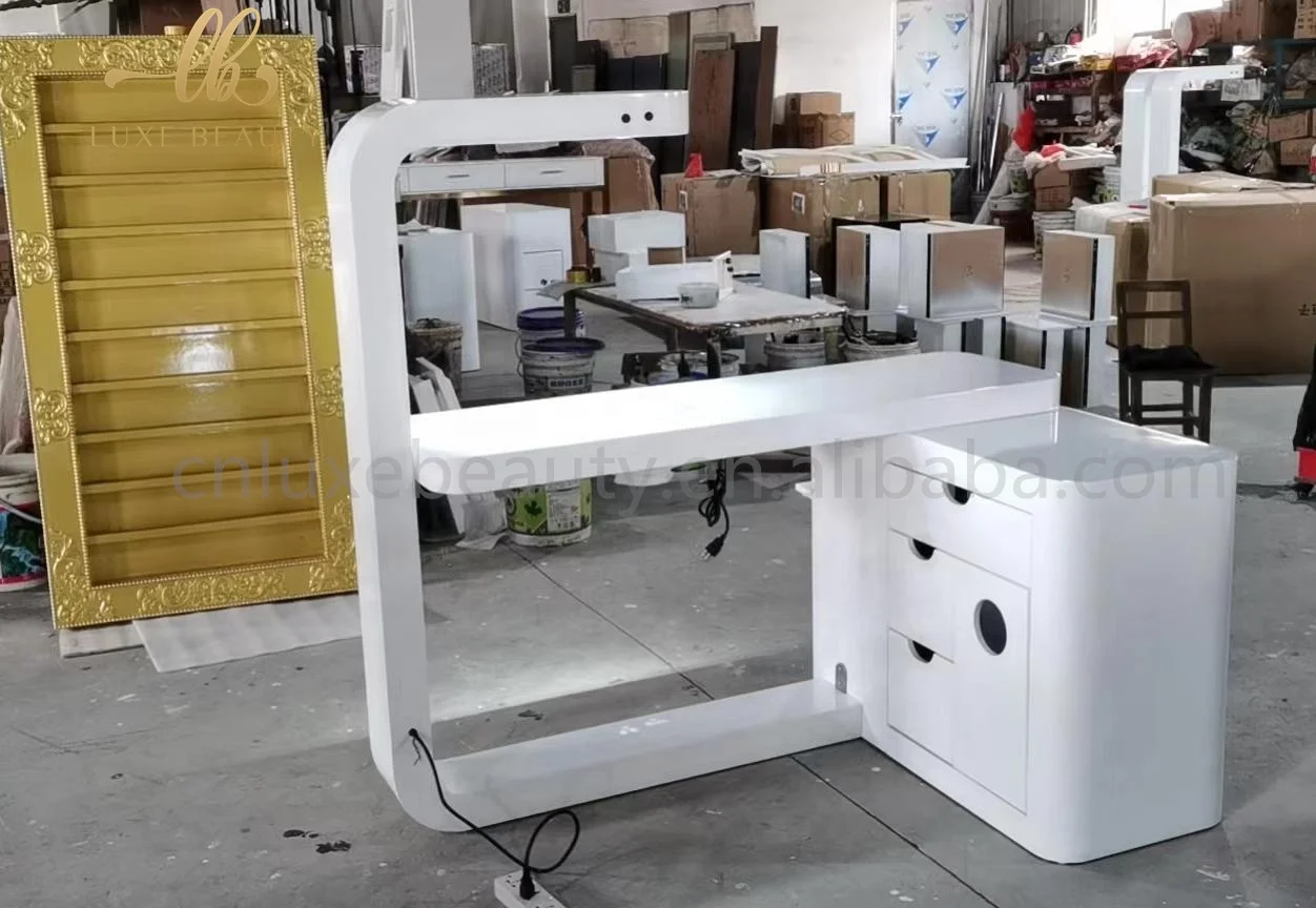 Hot sale nail table Manicure table with LED Light and dust collector Manicure station Nail Technicians Salon Manicure Table