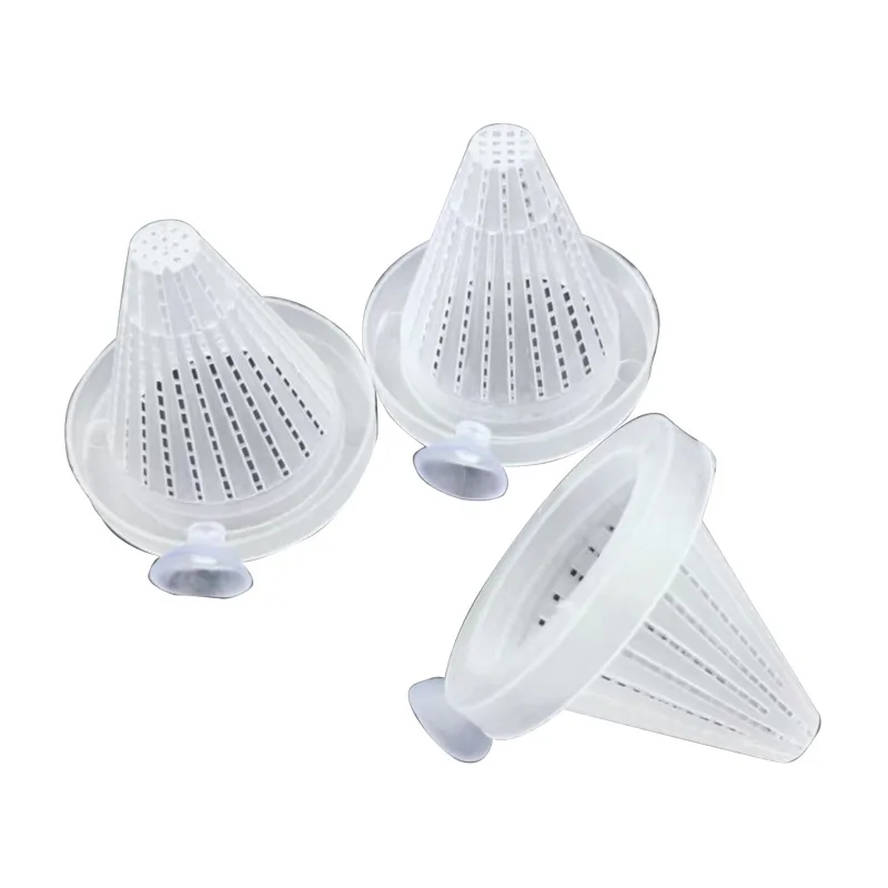 Aquarium fish tank plastic red bug funnel cone feeder with suction cup nematode cup