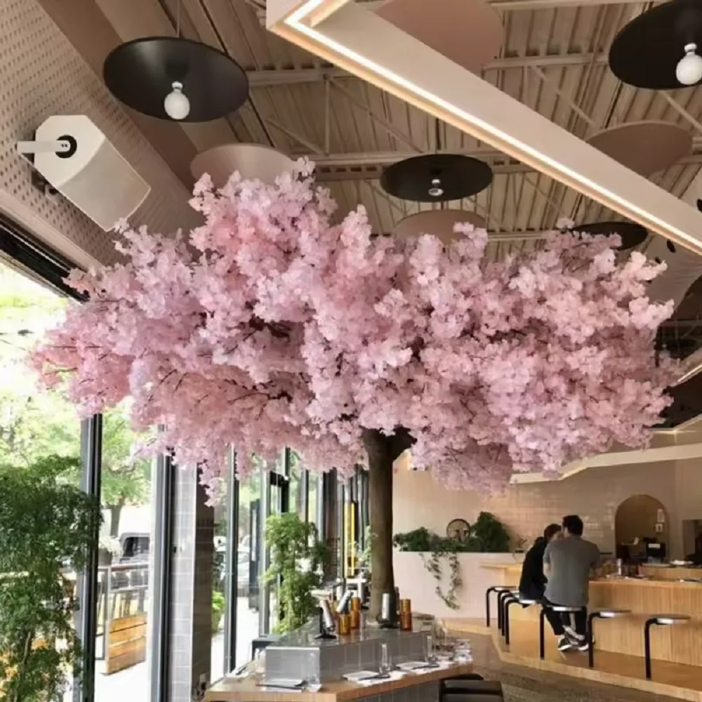 Artificial Pink Blossom Flower Tree Simulation Artificial Cherry Blossom Tree Stems Faux Cherry Flowers for Wedding Home Decor