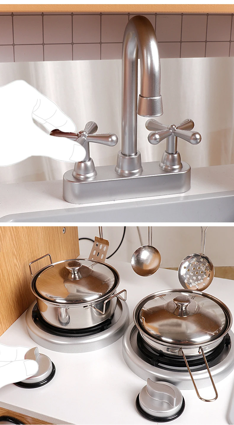 Kid Play Kitchen Pretend Daycare Toy Sets, Cooking Supplies Cooking Utensils, Apron&Chef Hat and Grocery Play Food Sets