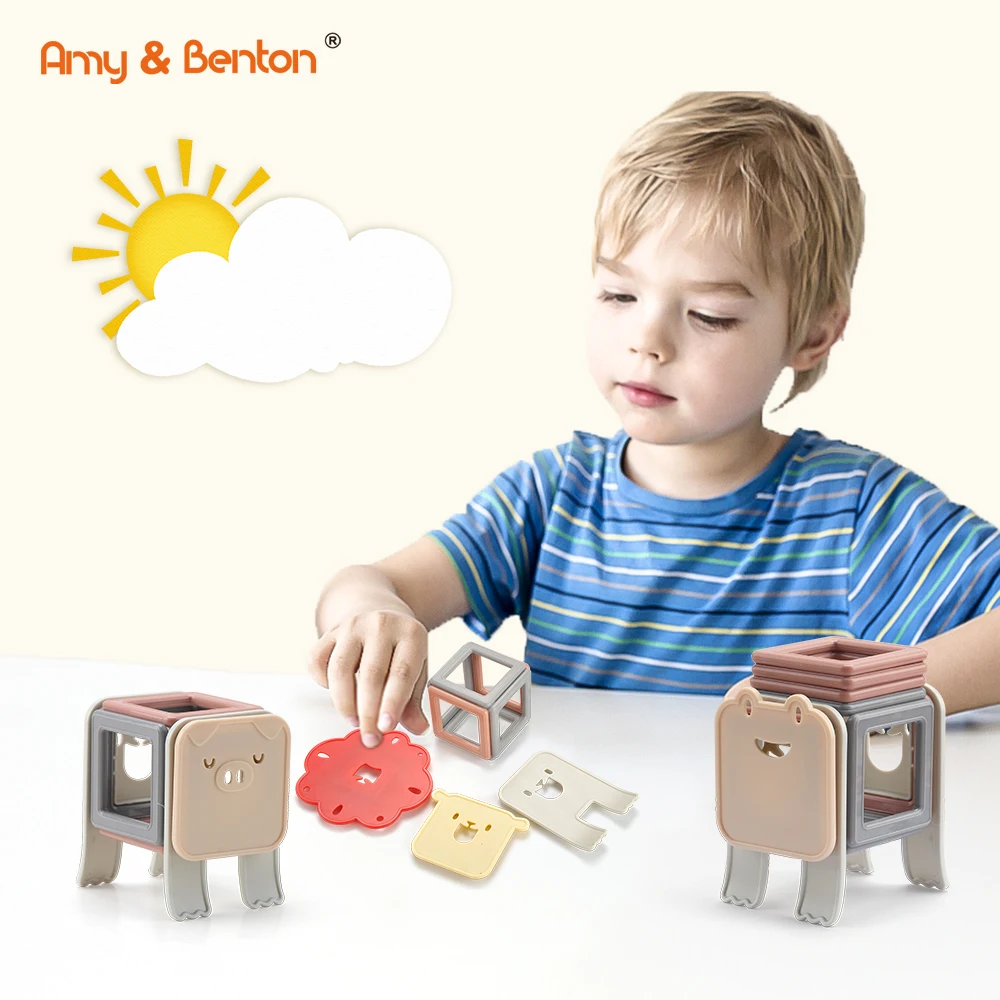 Amy&Benton 42pcs creative DIY magnet tile class teaching forest animals tile set magnetic toy building blocks tiles