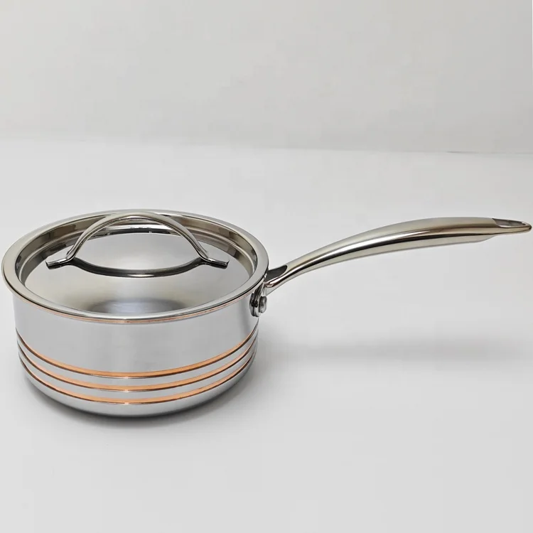 China OEM manufacturer 8pcs stainless steel 304 non-toxic cookware set kitchen utensils cooking 5Ply copper core cookware set
