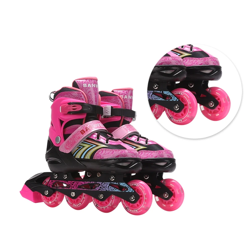 Professional Factory Cheap Price Adjustable Flashing Safe Rollers Skate Shoe Multifunctional Kids Adults 4 Wheel Inline Skates