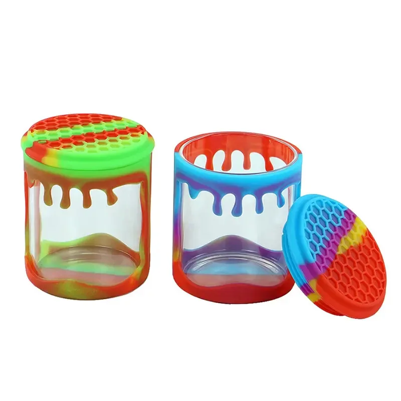 Tobacco storage jar Sealed storage jar glass storage jar with silicone lid smoking accessories