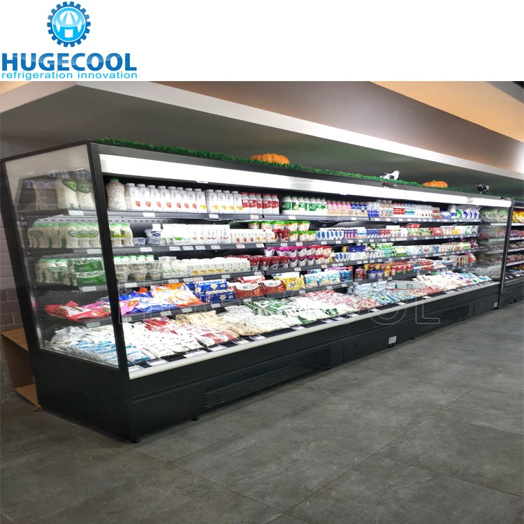 Supermarket multi deck open chiller refrigerator showcase for fruits and vegetables