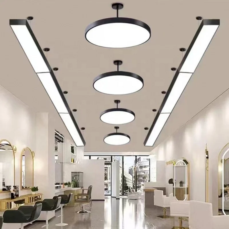 Suspended long strip LED chandelier hair barber shop office light shop commercial hair salon shopping mall lighting lights