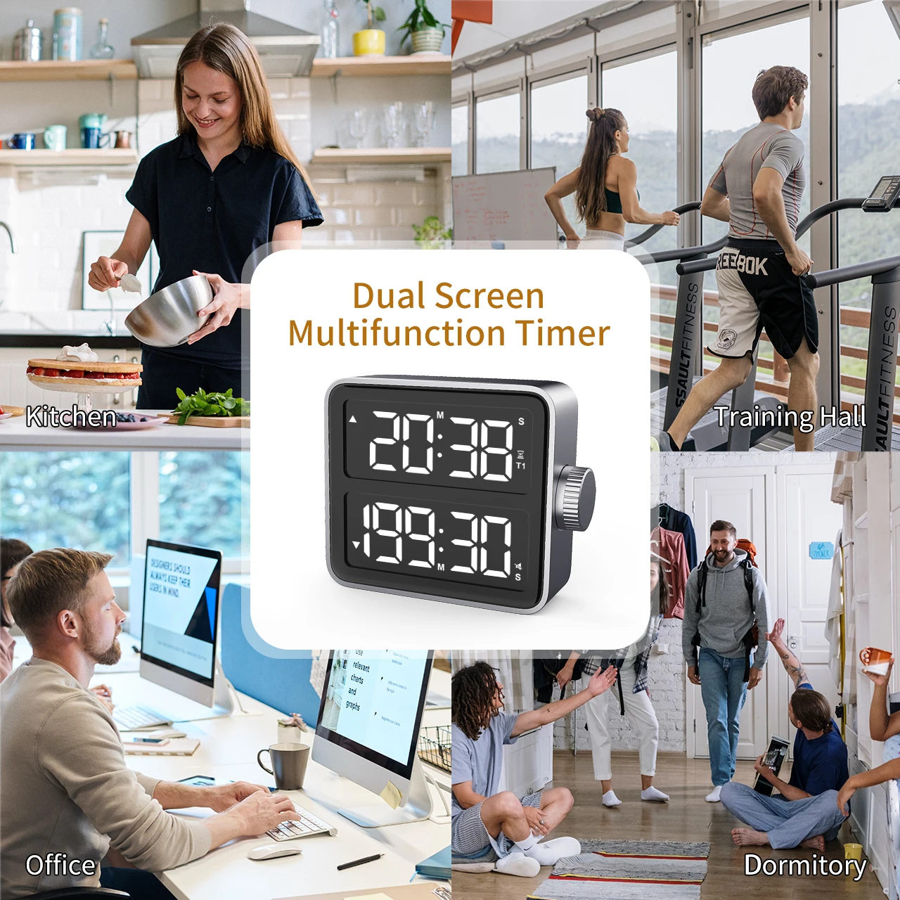 Digital Kitchen Timer Dual Countdown Timer programmable home and kitchen digital timer