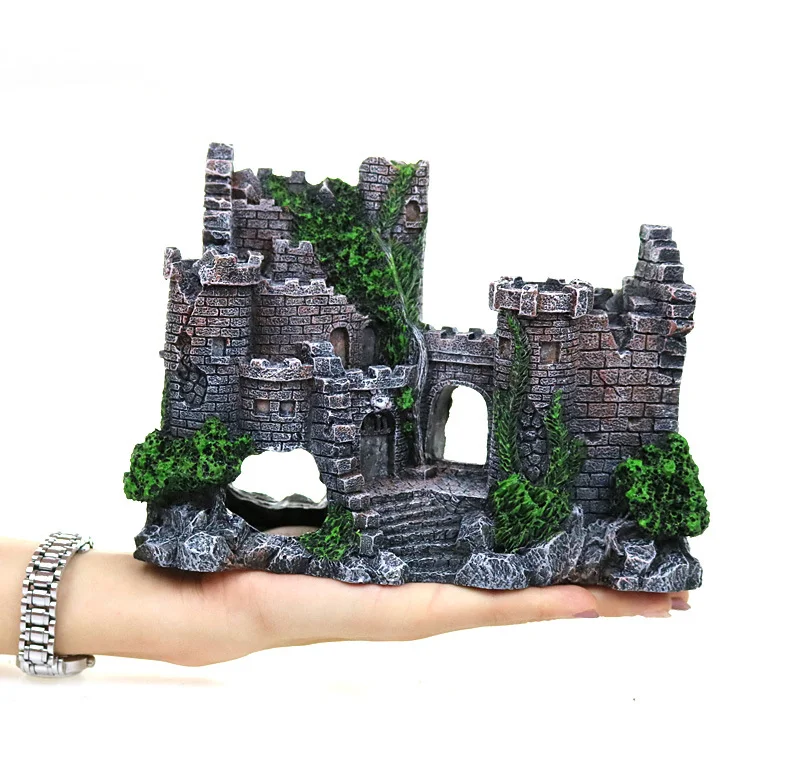 Aquascape beautification ornaments resin fish tank ancient castle decoration aquarium cavern building decoration