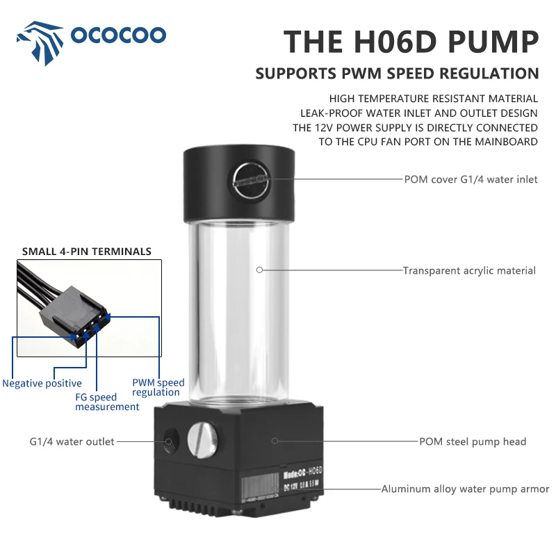 Компьютерная ПК система водяного охлаждения DC 12 В насос Ococoo PWM скорость регулирования тихий водяной