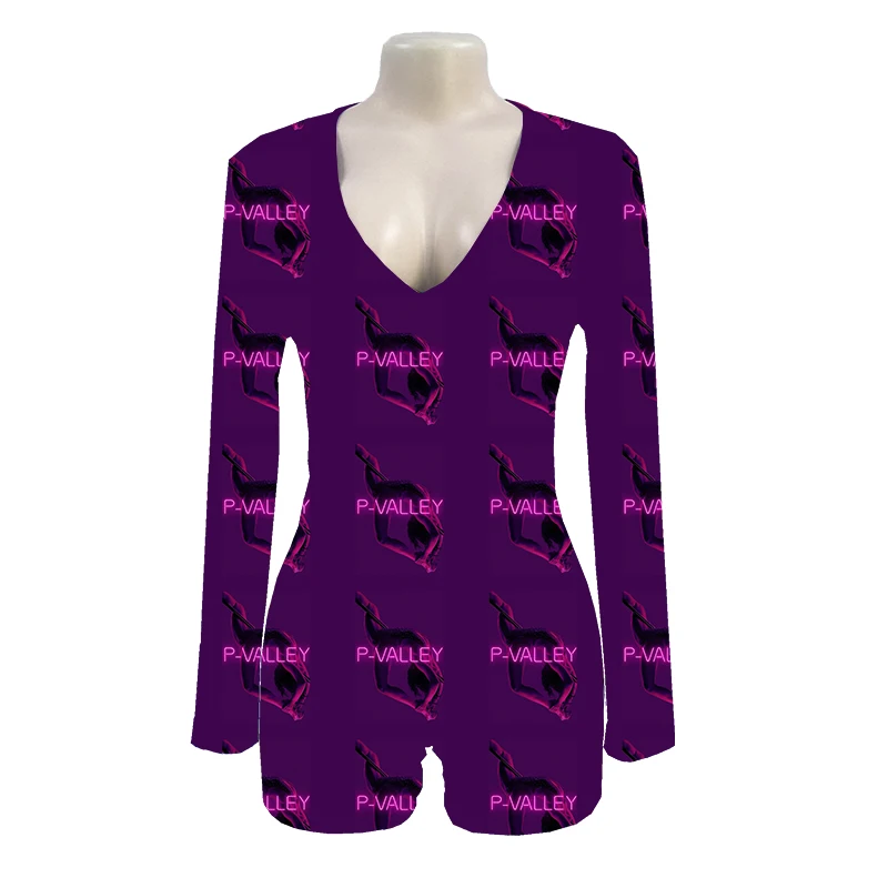 
Custom P-VALLEY Made Onesie For Women Print Adult Pajama Set Cute Oneie Rompers Blue And onesie for women 