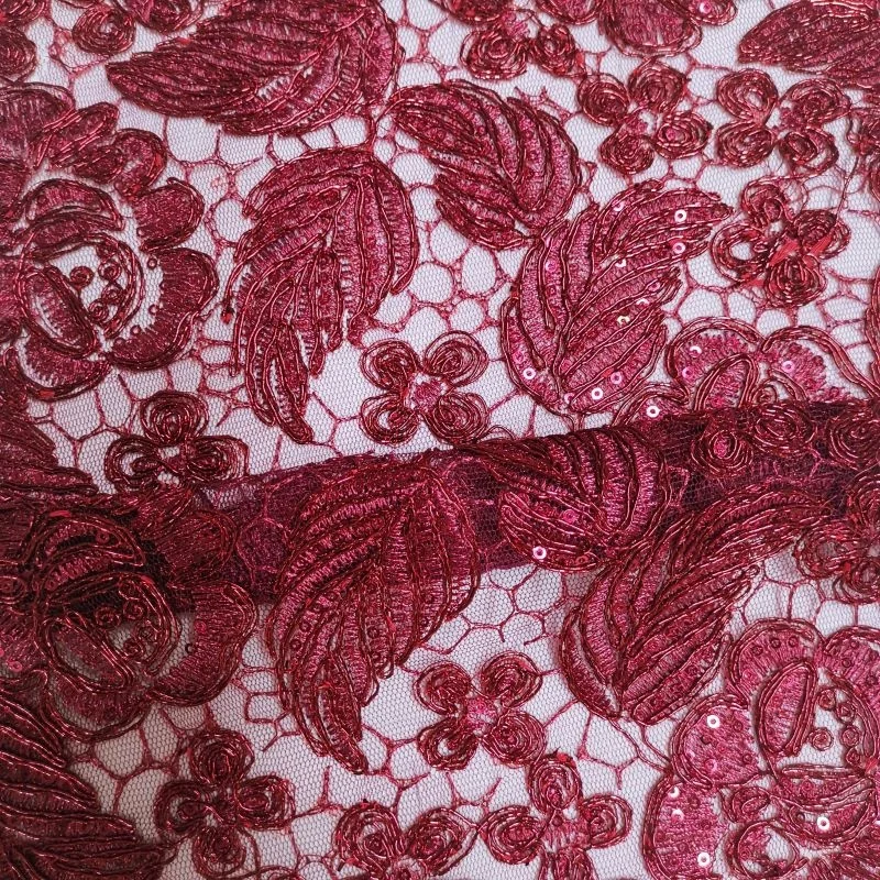 2022 hot selling polyester spandex lace embroidery dress fabric fashion embroidery fabric textile raw material