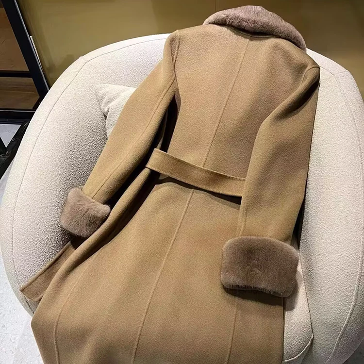 High Quality Long Sleeves Windproof Fur Jacket Genuine Winter Mink Shearling Leather Denim Coat