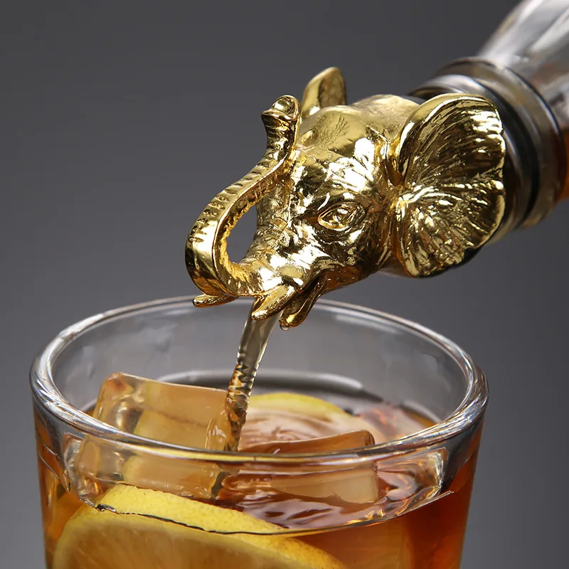 Stainless Steel Free Flowing Liquor Pourer with Silvery Animal Head Design for Olive Oil and Vinegar