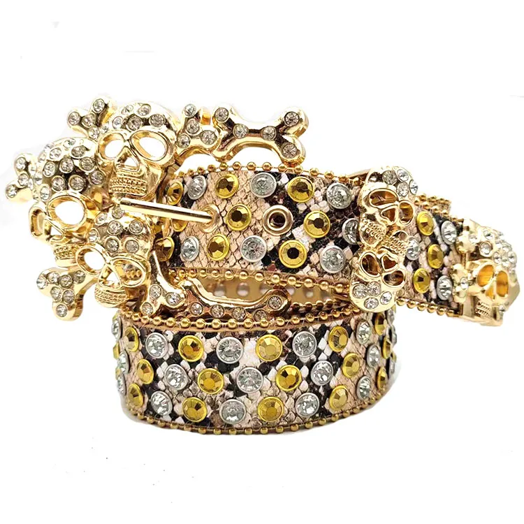 New Rhinestone Belt with skull buckle  for Jeans Pants