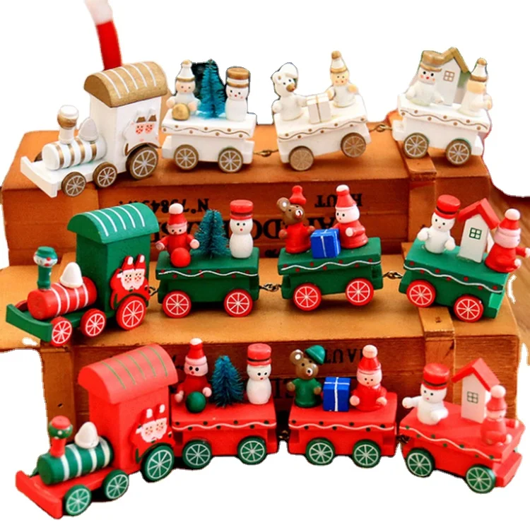 Wooden Train Set Christmas Gifts Toys Magnetic Trains Cars Wholesale Christmas Decorations for Toddlers