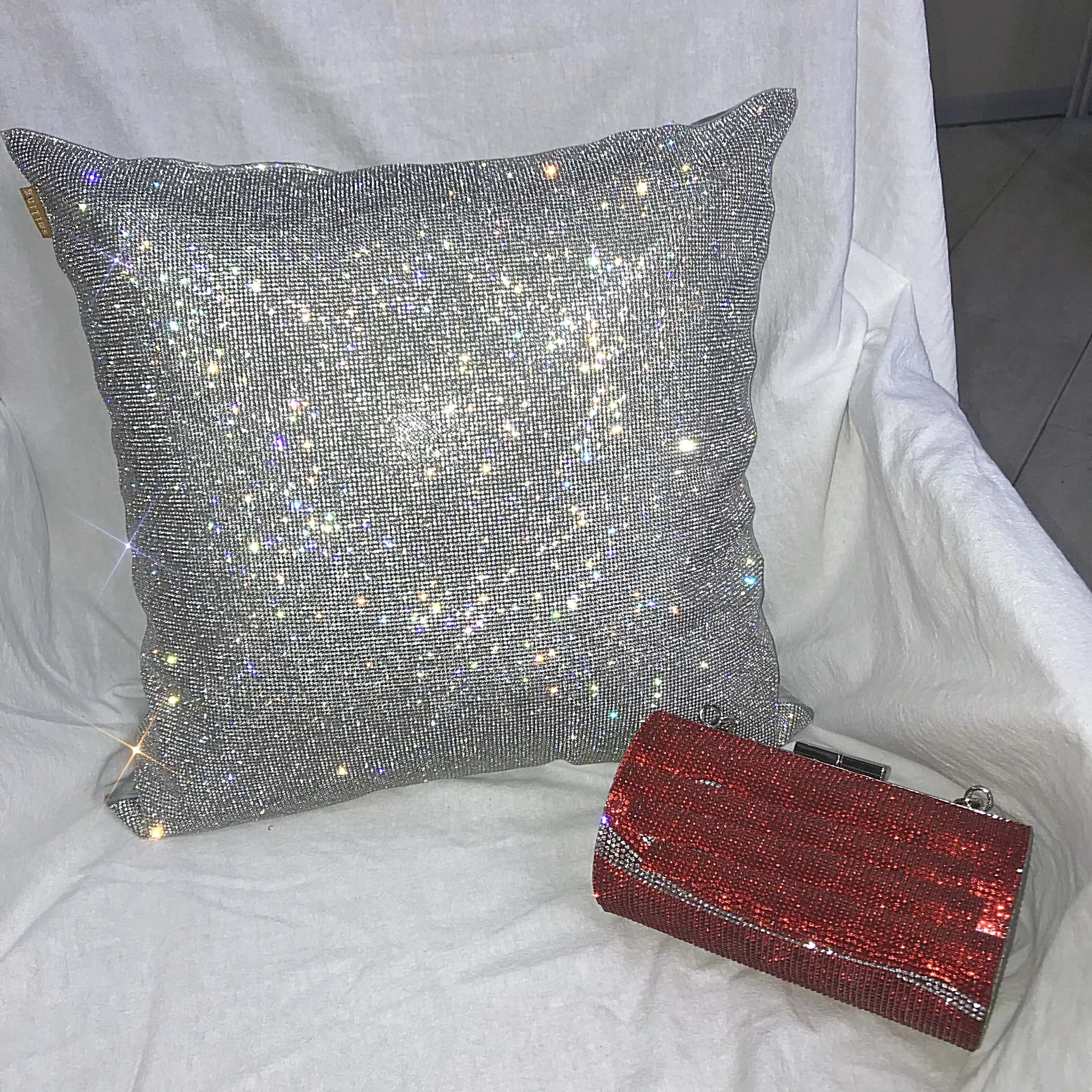 Luxurious Pillow Cover 40*40 Crystal Rhinestone Bling Customize Pillow Design Pillow Cover Home Decorations Cushion Cover