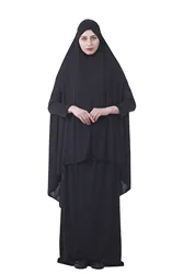 Popular Islamic 2 Piece Set Women Prayer Hijab Dress Dubai Muslim Khimar Jilbab Overhead Customized Abaya Muslim Prayer Dress