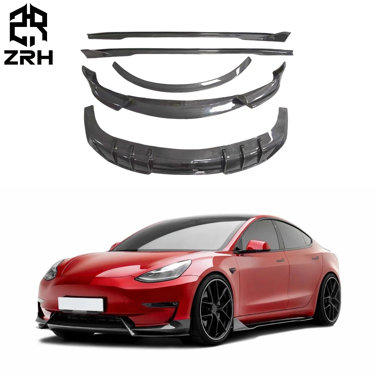 Комплект для тела из углеродного волокна Tesla Model 3 модернизированный в стиле ADR передний спойлер губ