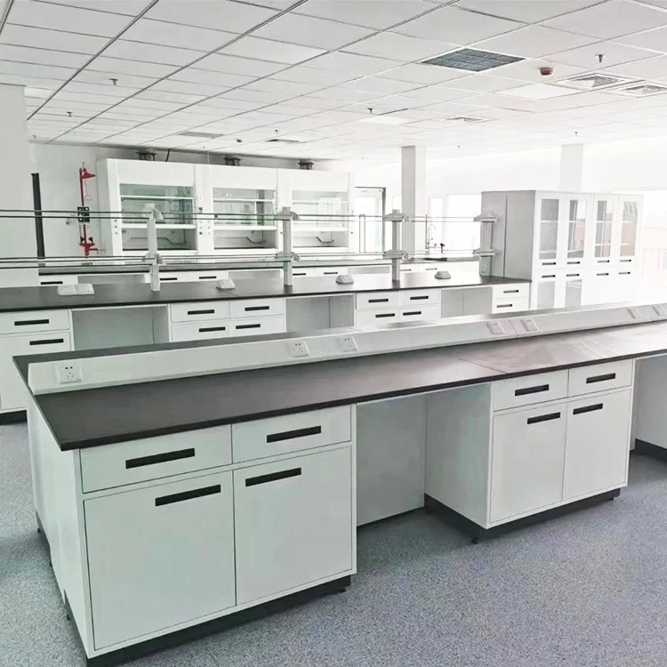 Medical Laboratory Workbench Chemical Furniture Table With Mobile Cabinet Storage