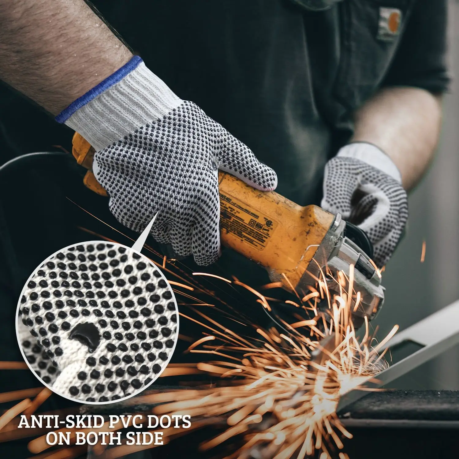 Nonslip Dotted Gloves Cotton Fabric Knitted PVC Dot or Orange Plastic Dot Safety Hand Working Gloves