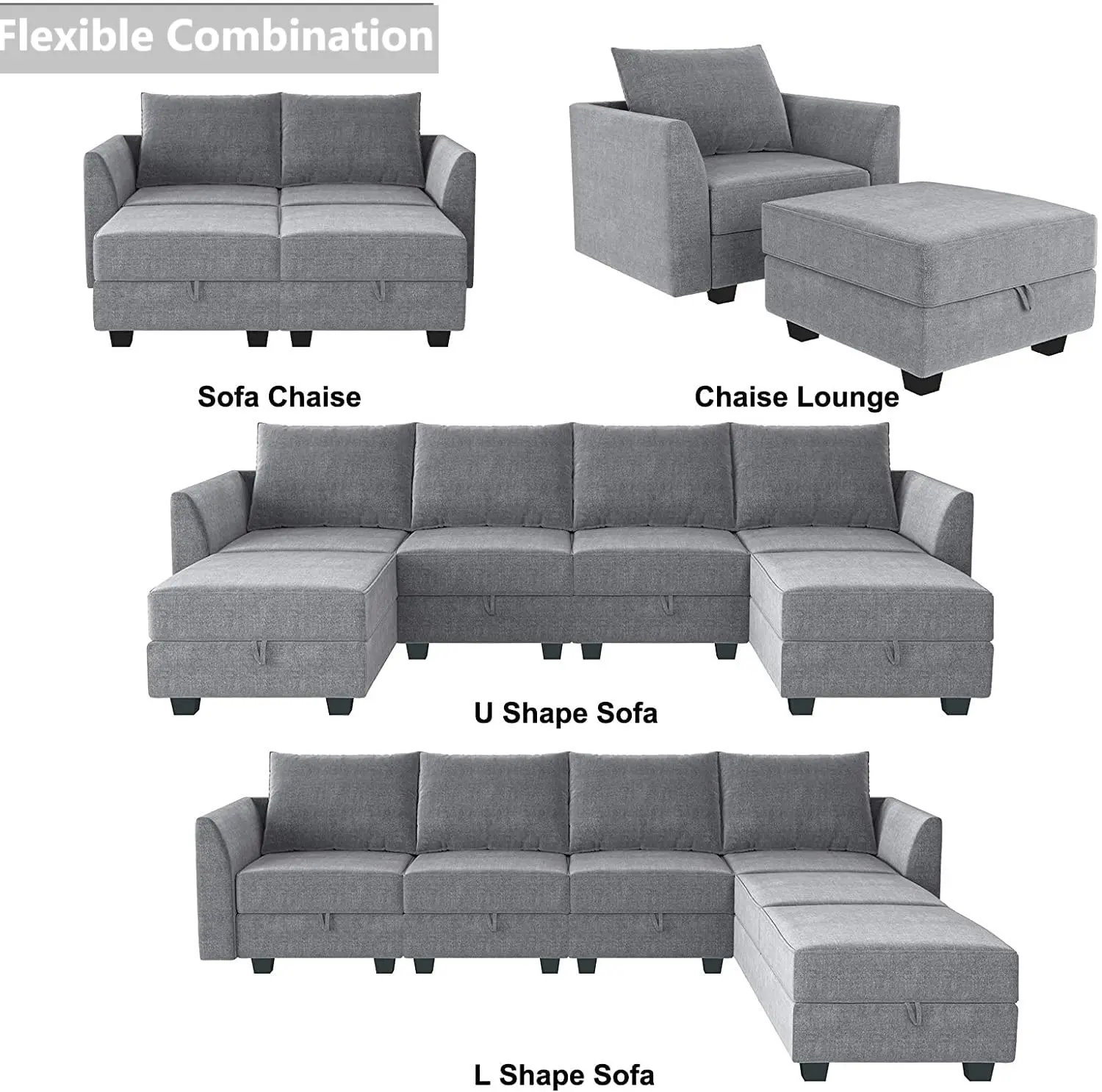 Modern Living Room Corner Convertible Folding Sofa Set Furniture Modular Sectional Sofa With Storage