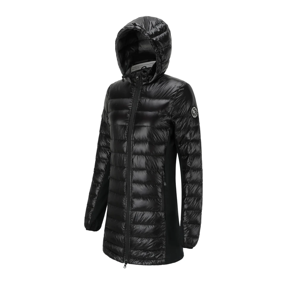 Stylish 2022 Custom Ladies Thick Down Jacket Female Black Hooded White Duck Down Jacket