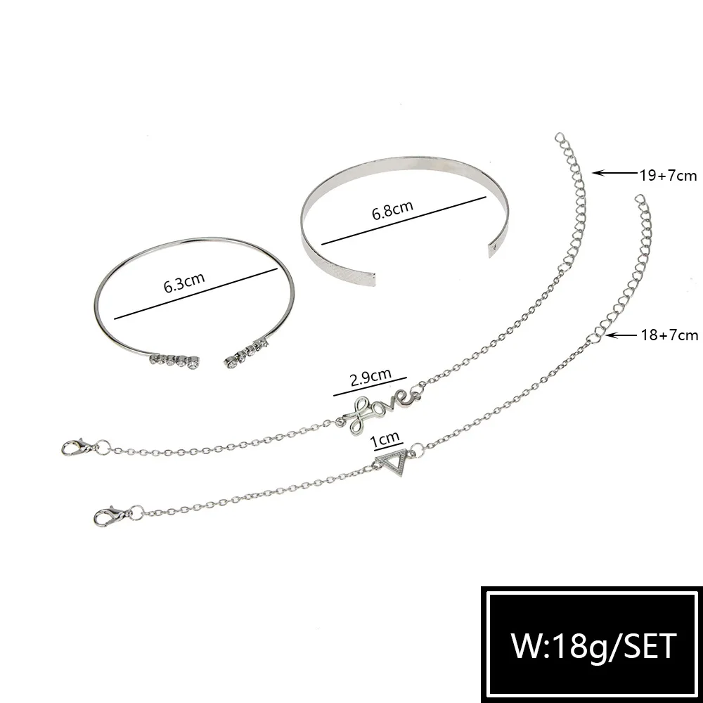 Aug jewelry hot-selling wholesale simple retro shell moon geometric multilayer tassel alloy set ring rhinestone bracelet