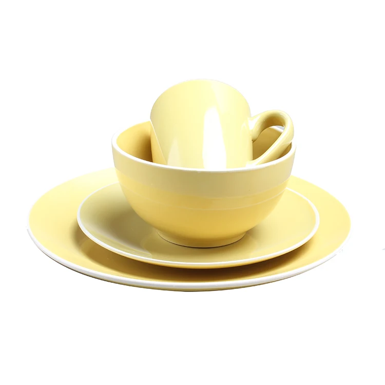 Бесплатный образец керамогранита желтая застекленная посуда набор посуды с сертификацией LFGB FDA