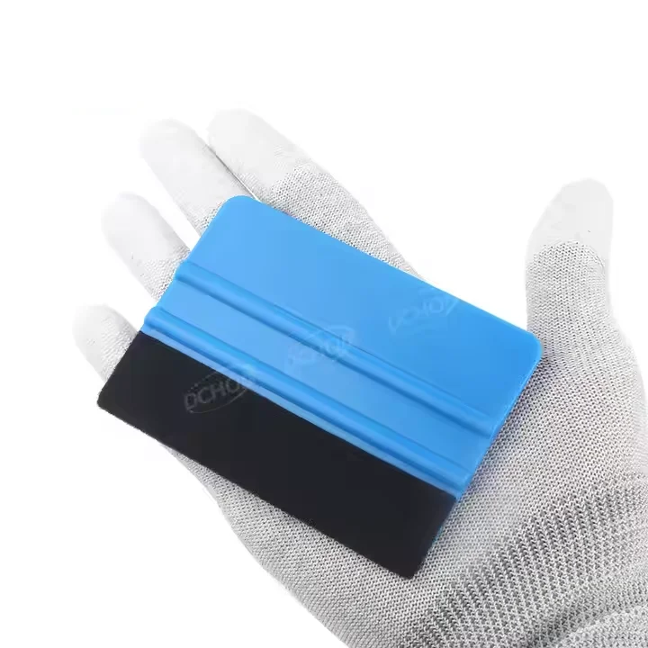 DCHOA 4' Wholesale Window Tint Tools Installing Blue Squeegee With Fabric Felt Vinyl Wrapping Squeegee tools