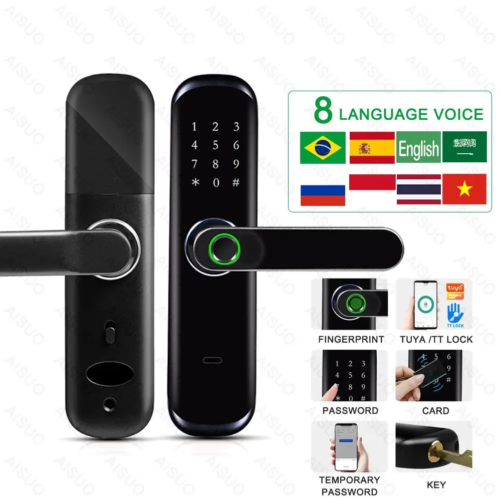 TUYA WIFI приложение отпечатков пальцев Дверной умный замок биометрический отпечаток пальца Pssword Умный Замок