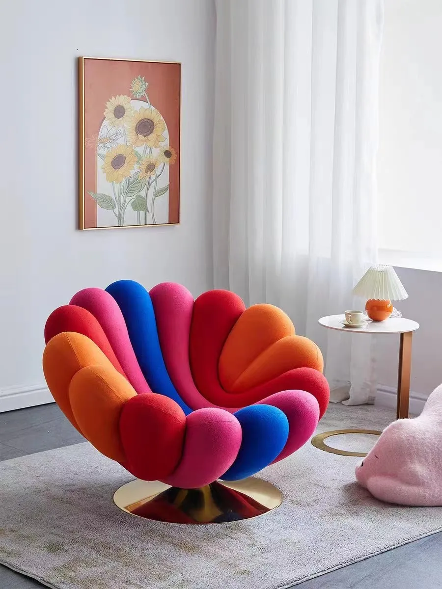 Living Room Furniture Modern Leisure Sofa Chair Italian Style Recliner Leisure Colorful Hotel Sofa Chair