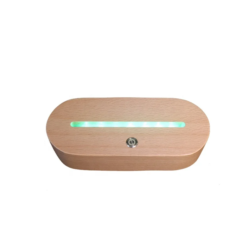 Wholesale Night Light RGB Oblong Stand USB Led Sign Base Rechargeable Display Stand Wooden Lamp Acrylic Holder Base