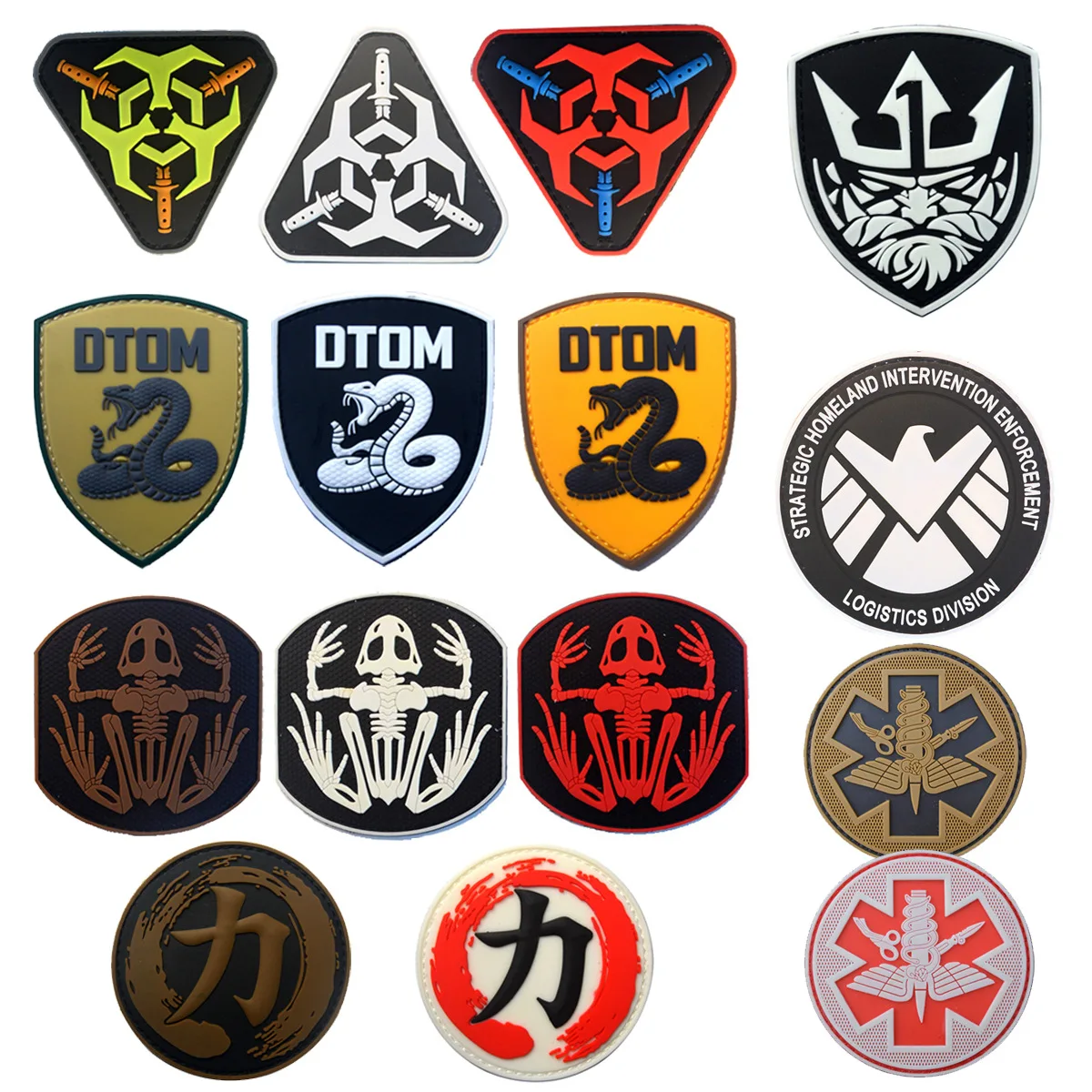 Wholesale Skull Frog Sidewinder Tactical Patches 3d Pvc Rubber Morale Patches with Hook Fastener on The Back