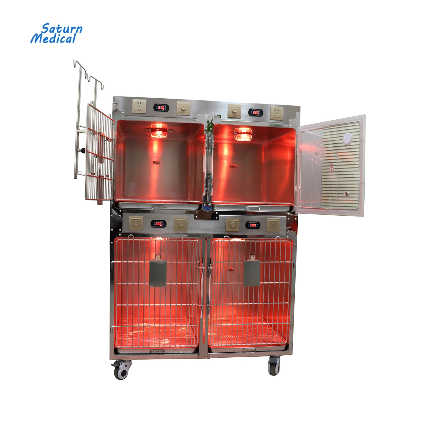 Новый 304 из нержавеющей стали ветеринара домашнее животное больница стационарной терапии клетки с кислородная камера Дисплей температуры и влажности